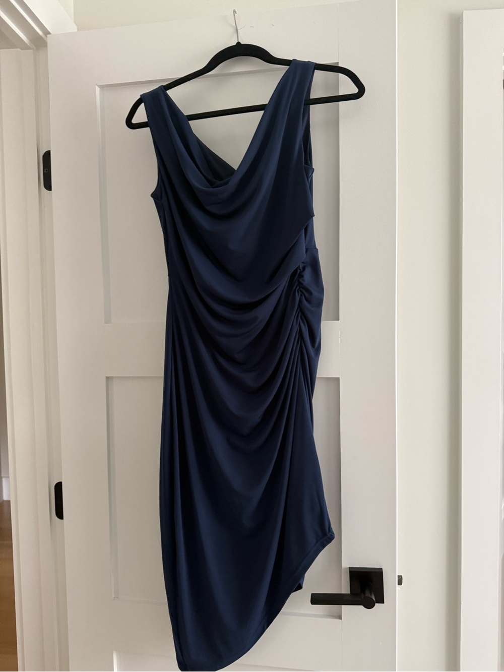 Sam Edelman Navy Asymmetrical Draped Cocktail Dress